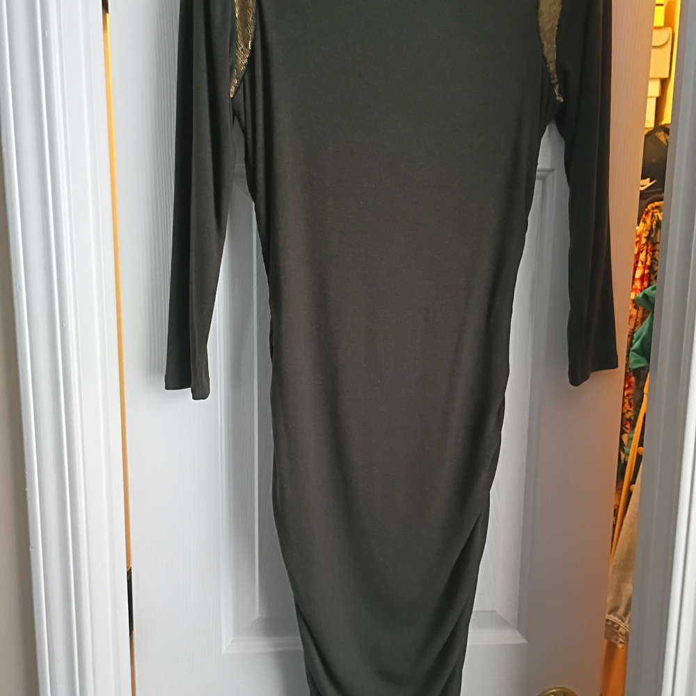 Ann Taylor Black Bodycon Dress Long Sleeve Crew Neck